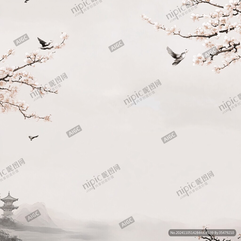 古風花鳥背景