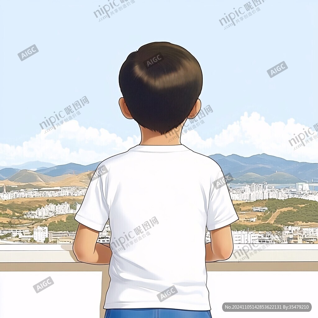 卡通男孩背影