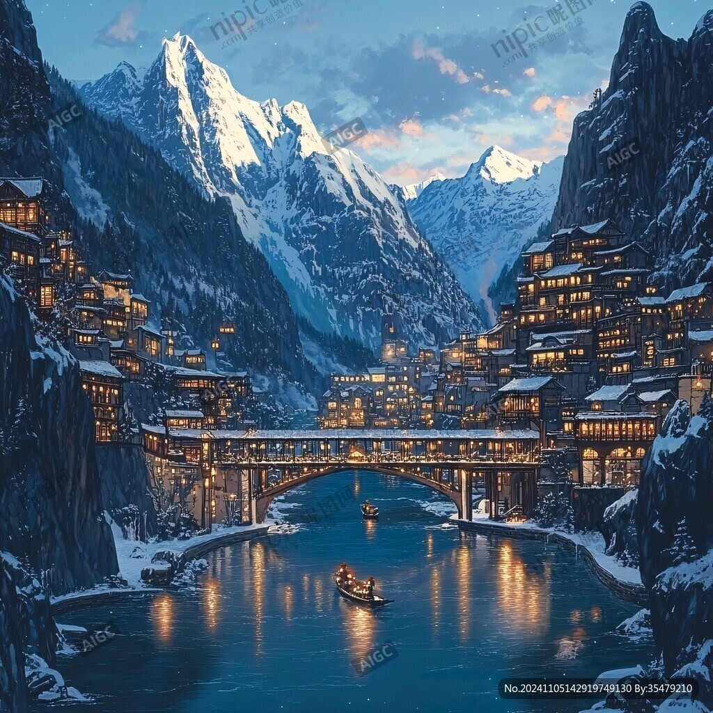 巨幅川西雪山風(fēng)光