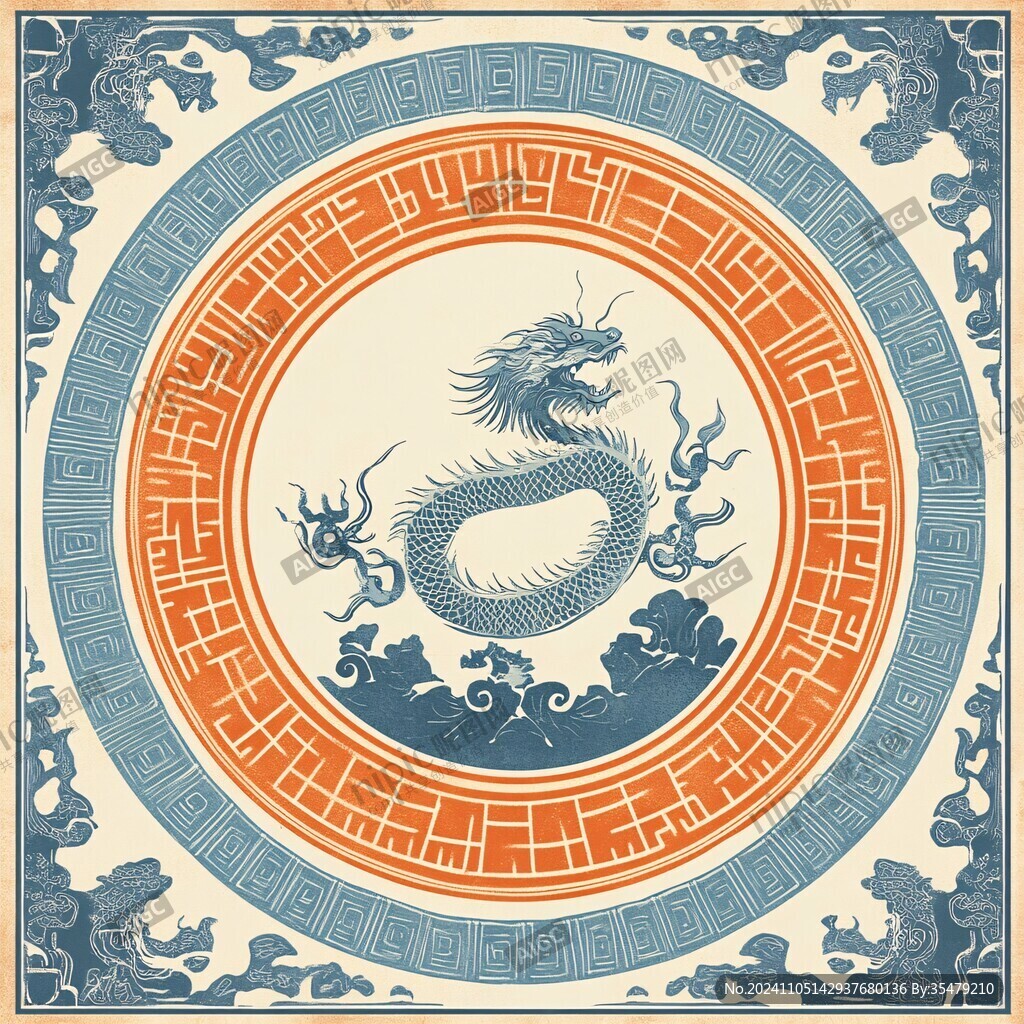 圓形龍紋圓型中式風格