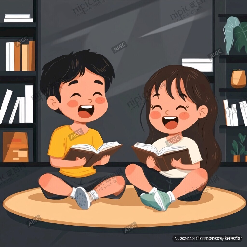 讀書兒童插畫