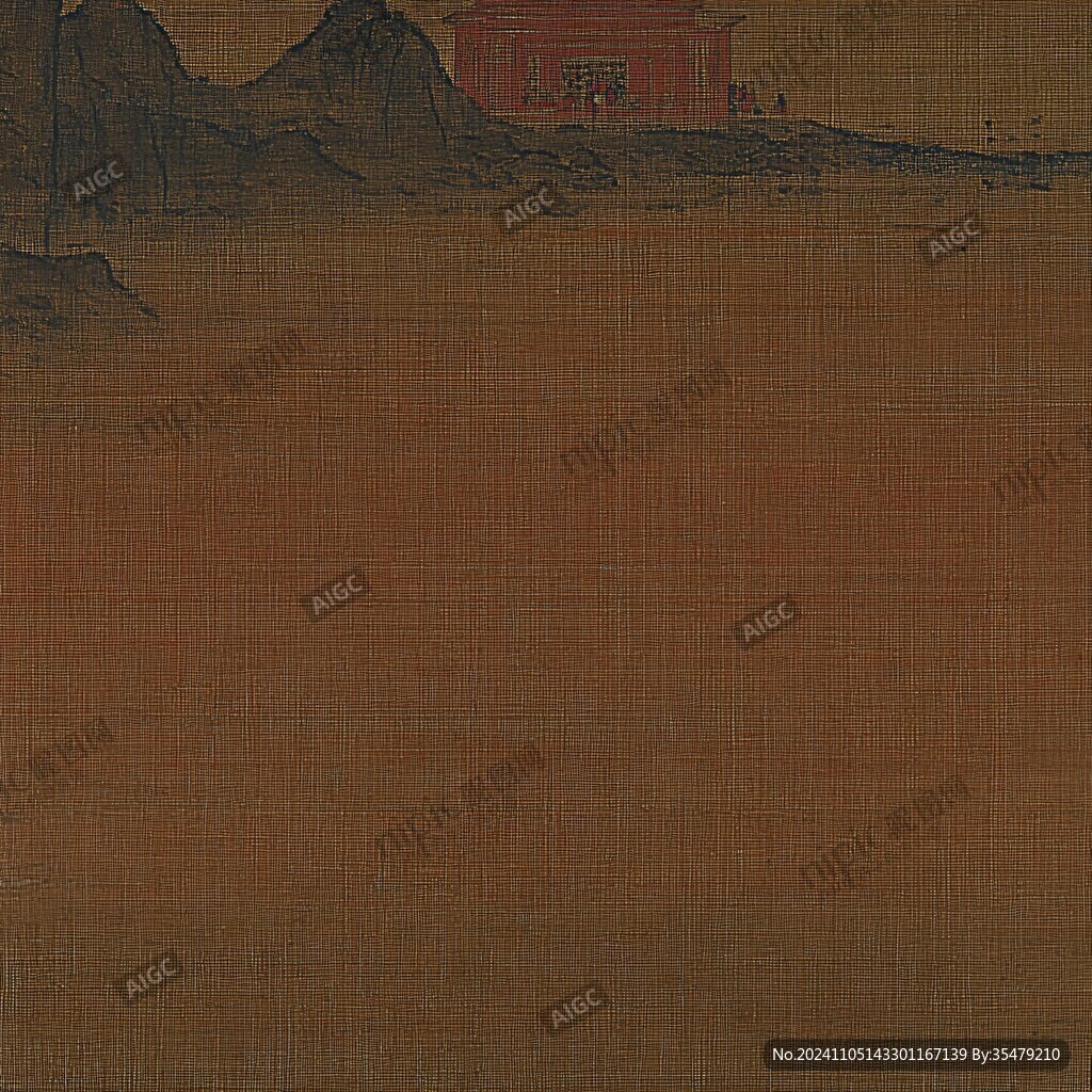 故宮閣樓柵格插畫