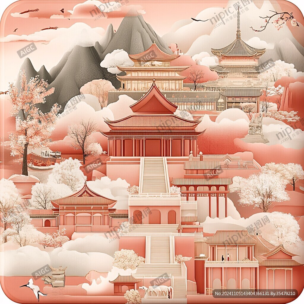 景山公園國潮插畫