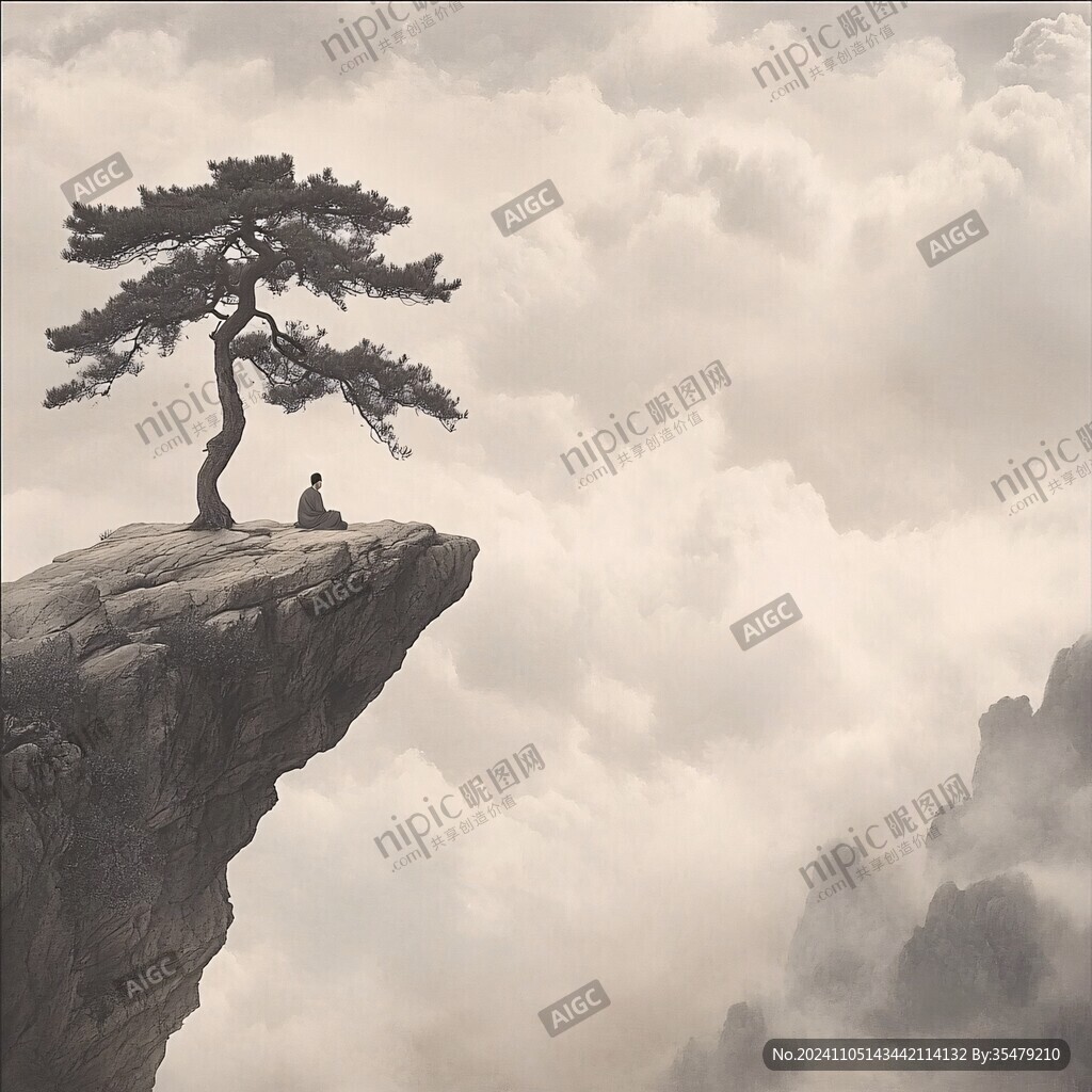 向往更高的山峰禪意畫