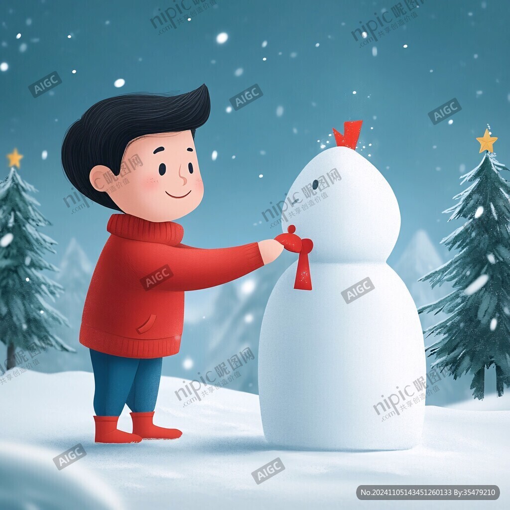 堆雪人插畫