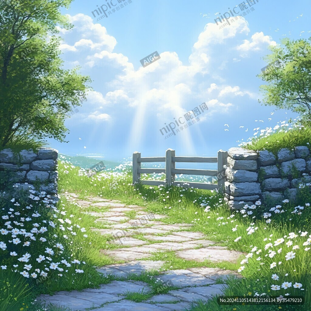 陽光晴朗風(fēng)景插畫