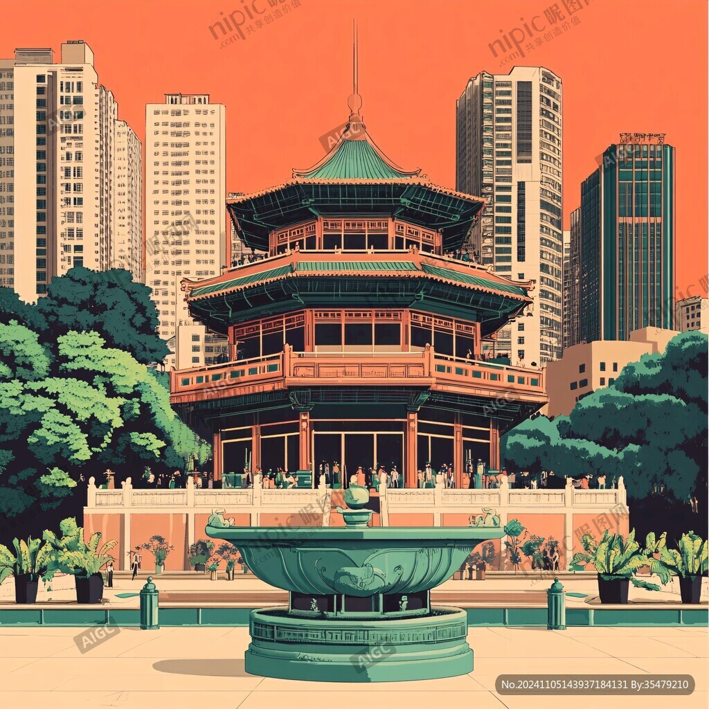 甲秀樓插畫