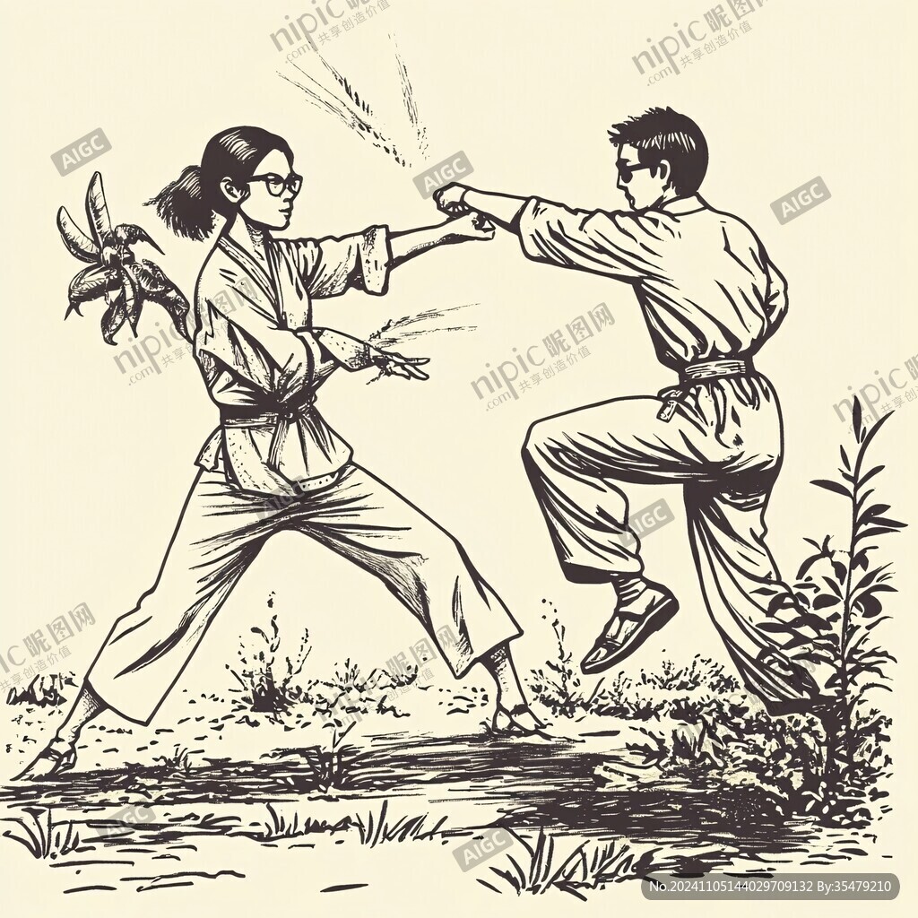 手繪武術插畫
