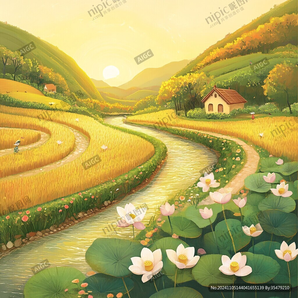 田園風光插畫