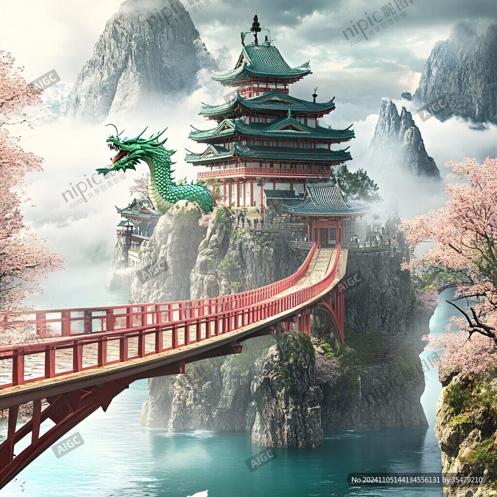 龍虎塔中國風(fēng)山水意境