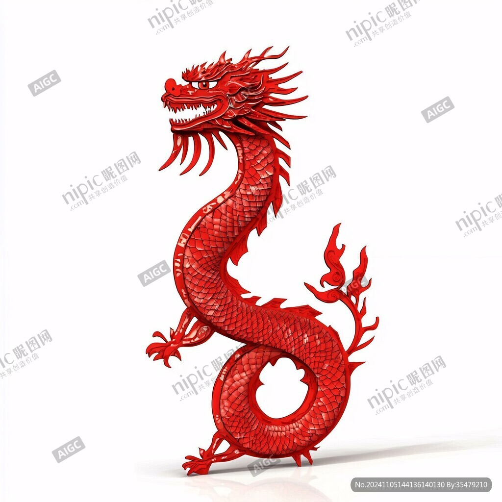 紅色中國風龍手繪