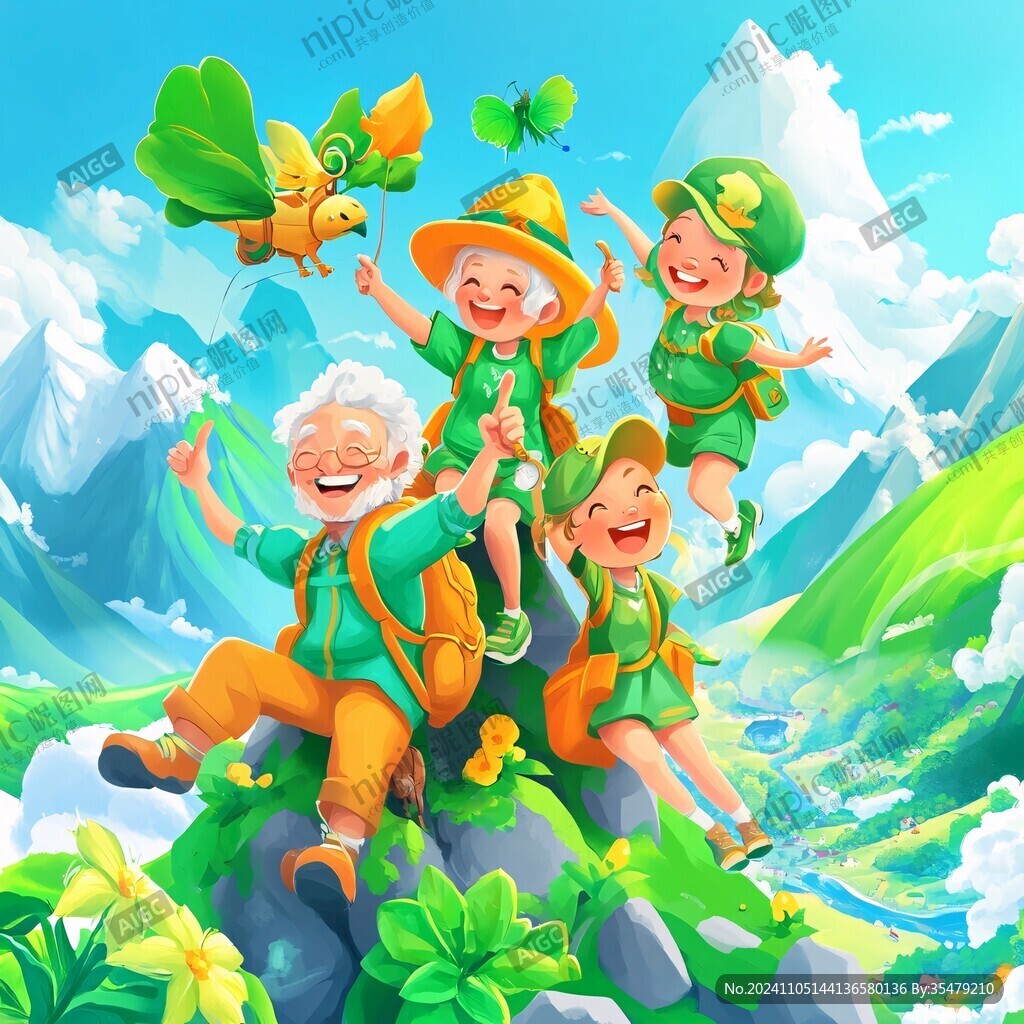 五一兒童春游插畫