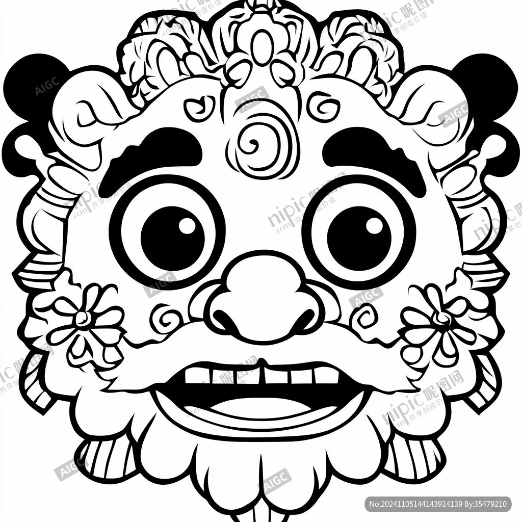 舞獅頭線稿