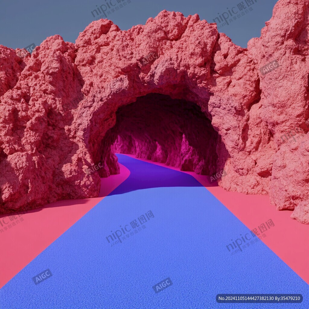 粉紅色的外星洞穴和河流