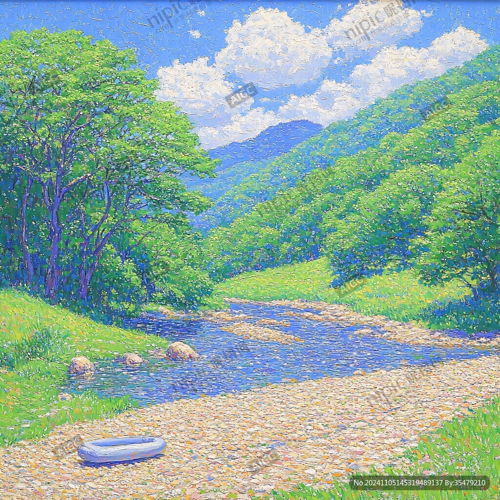 藍色風景藝術裝飾畫