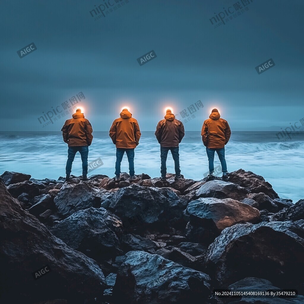 登山隊背影
