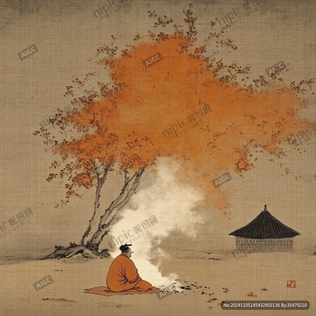 禪境秋夜極品意境插畫