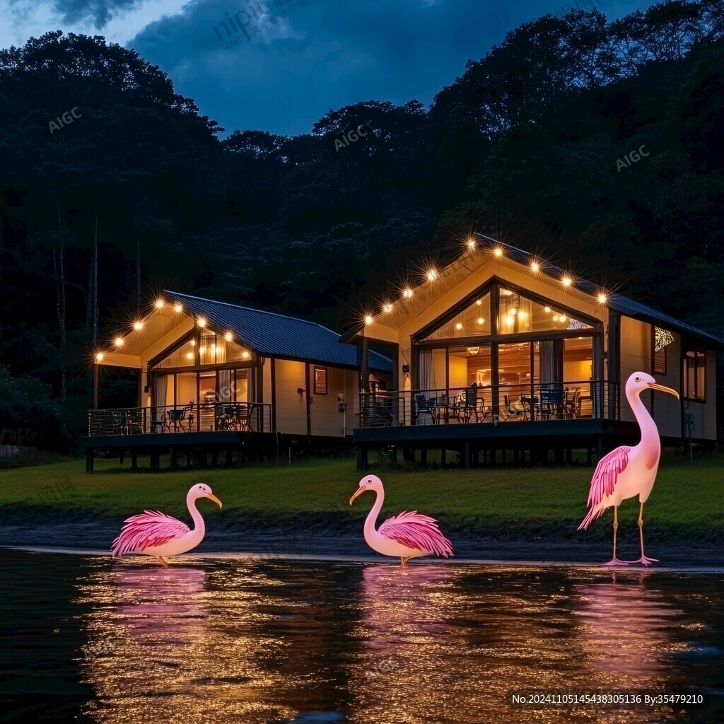 夜景別墅鳥按圖