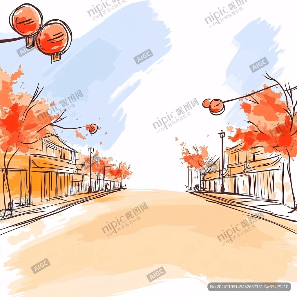 街道手繪插圖