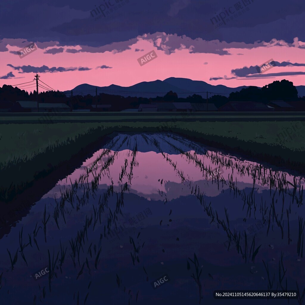 黃昏田間風(fēng)景