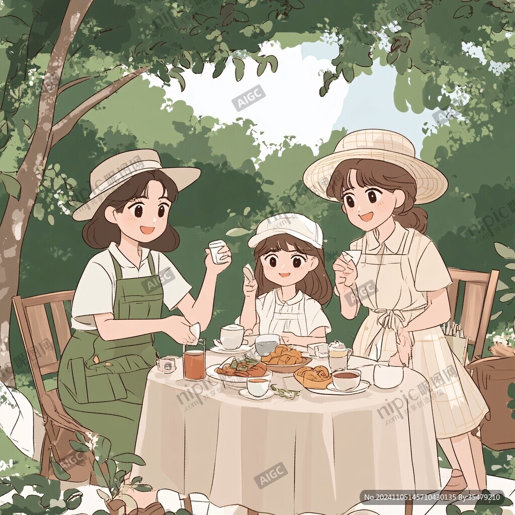 郊外野餐插畫