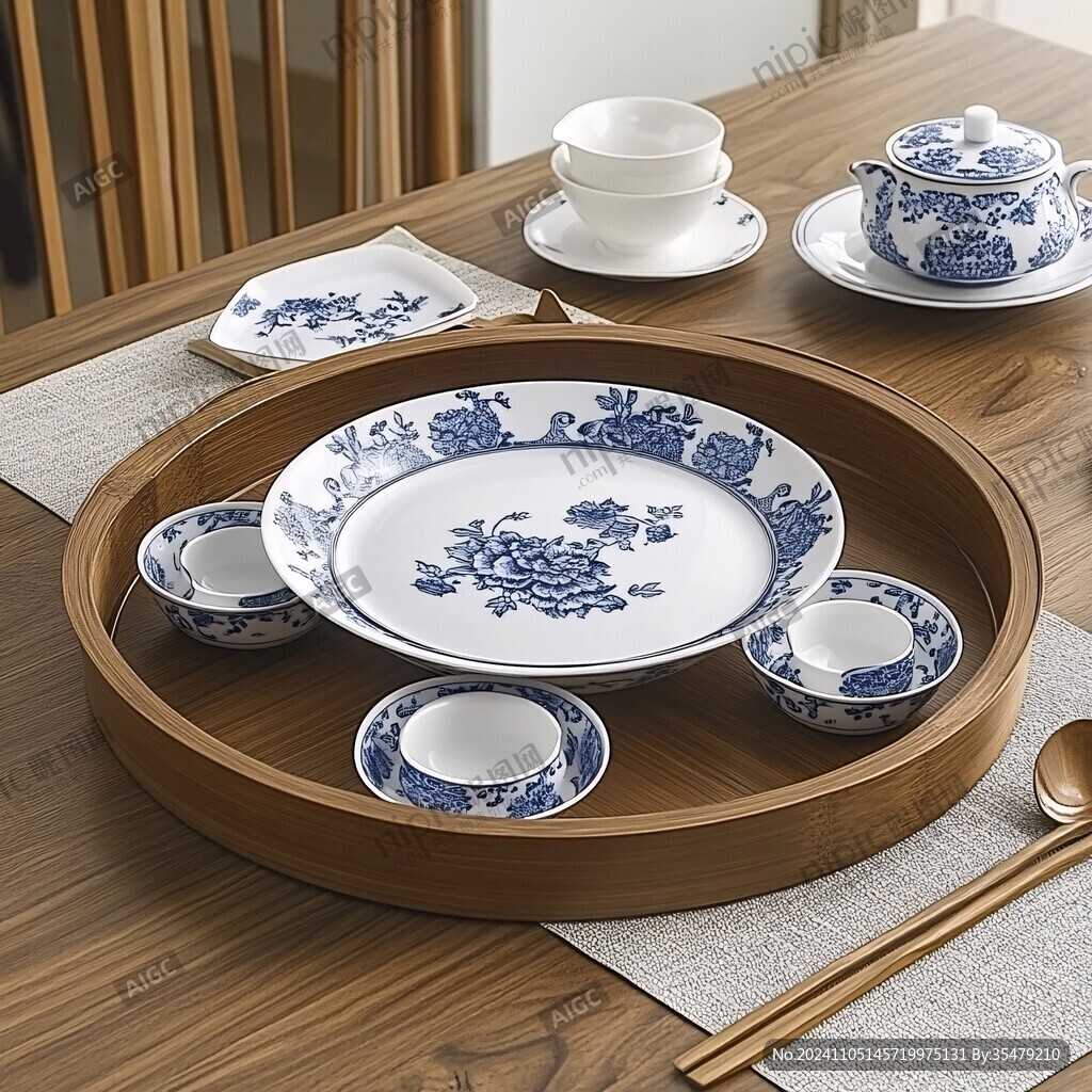 青花紋餐具餐盤(pán)