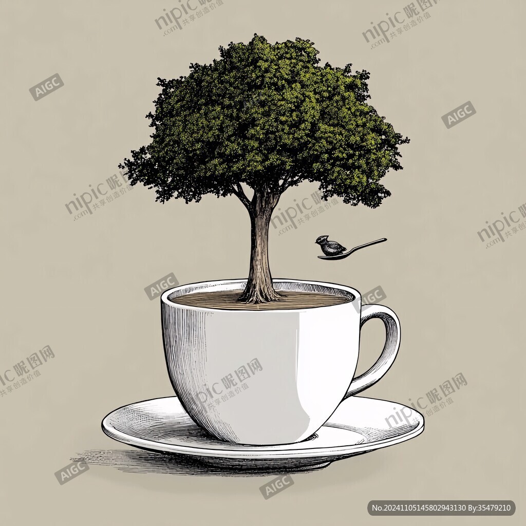 茶插畫高桿