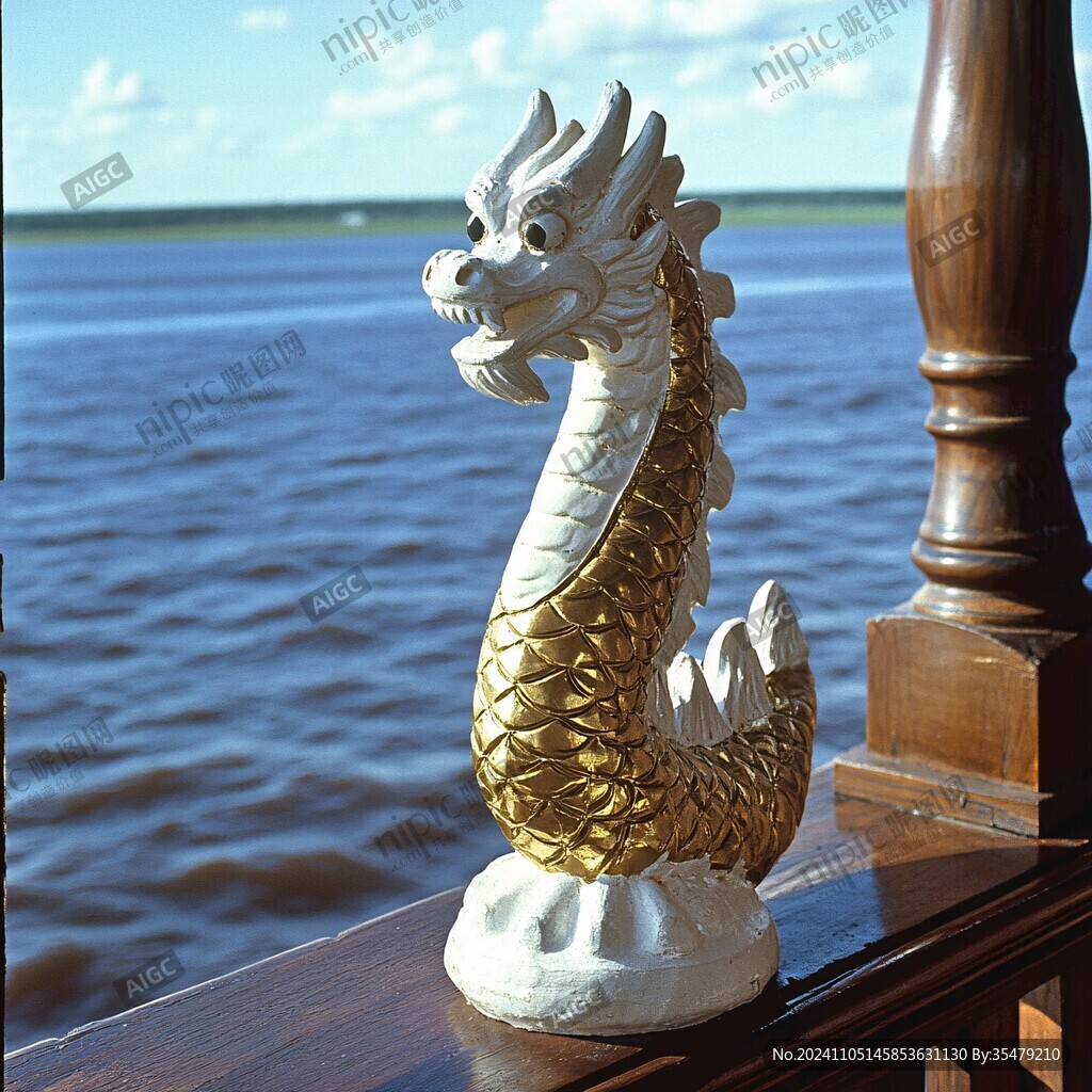 金黃色鰲魚塑像
