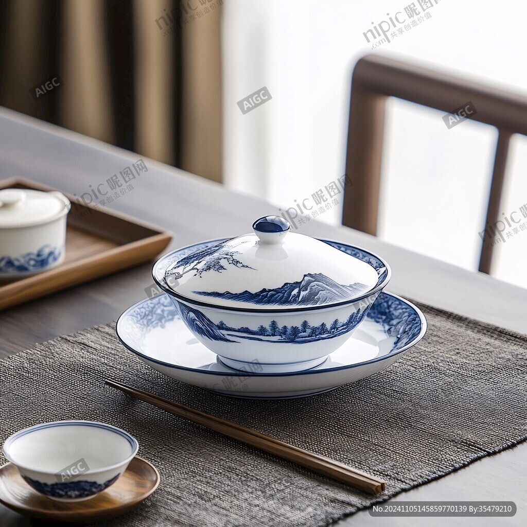 藍料蓋碗