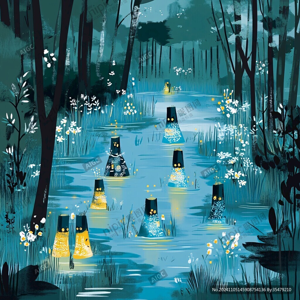 森林晚會插畫
