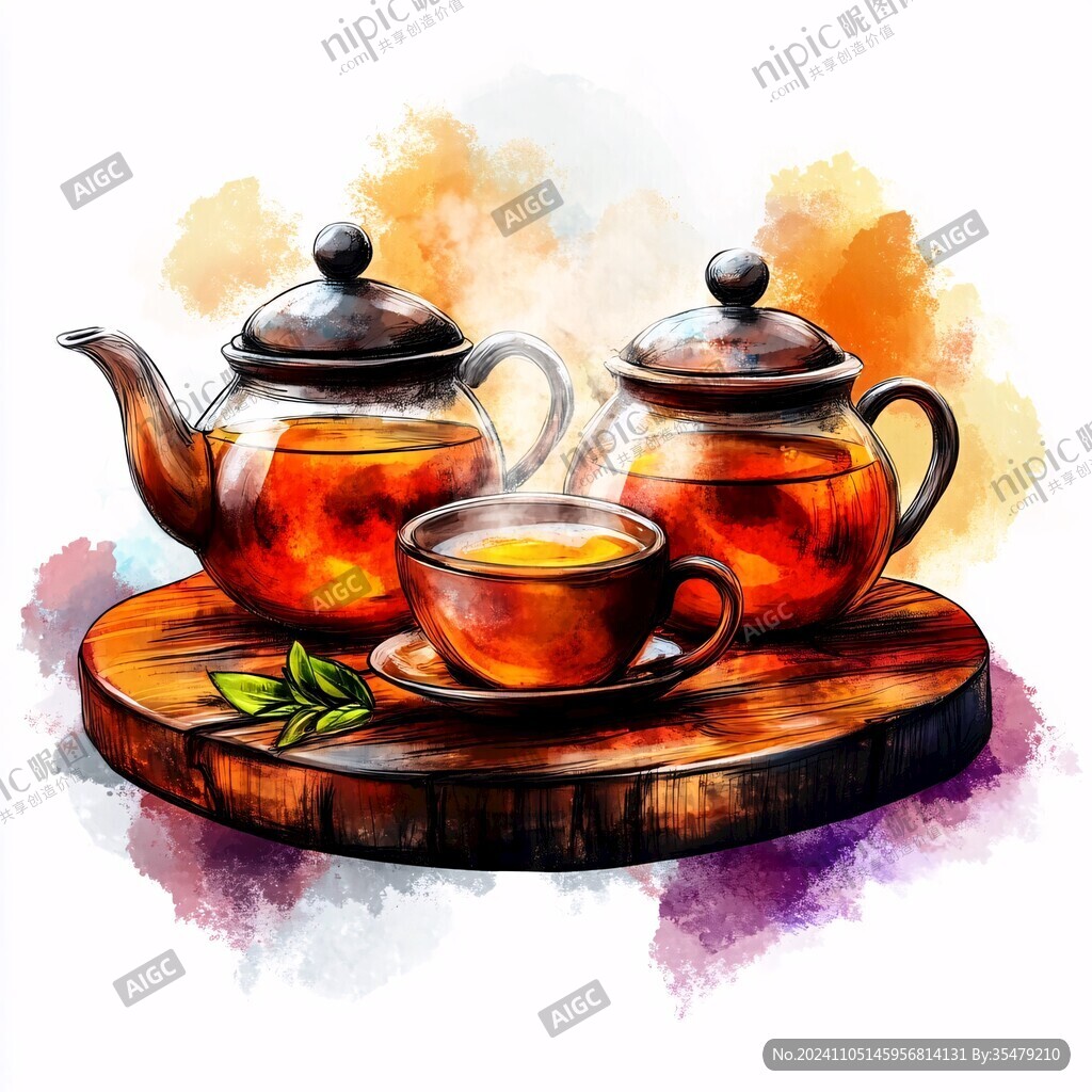 創(chuàng)意茶具茶插畫茶圖片