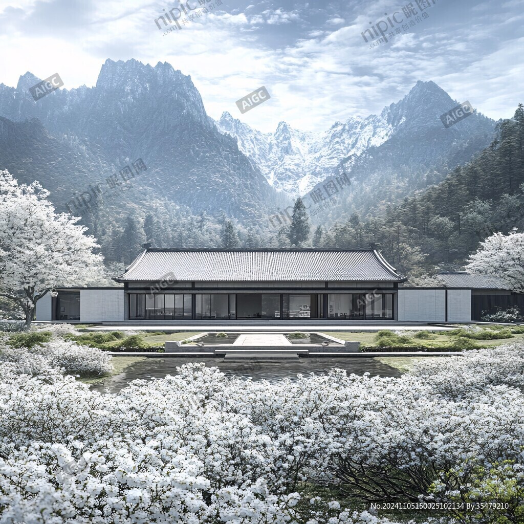 中式建筑禪意山水