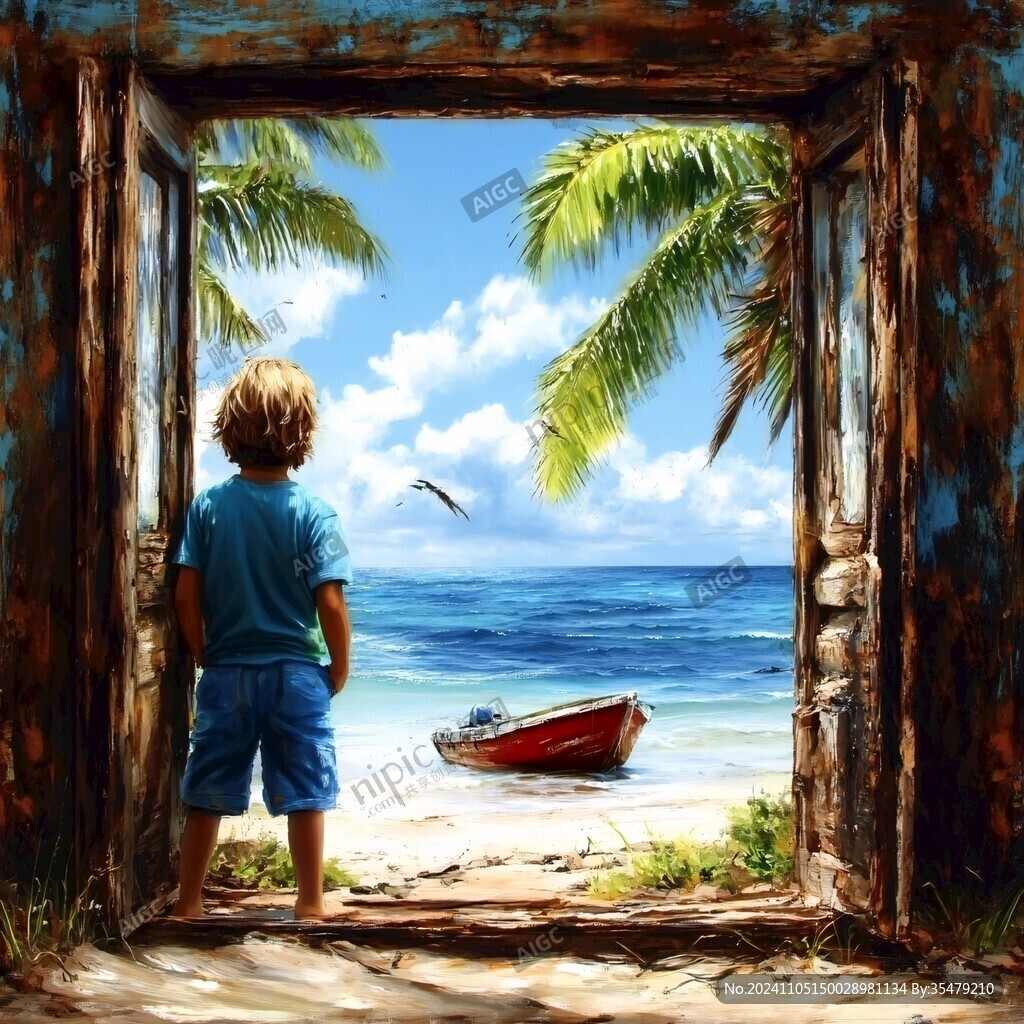 海邊風景壁畫