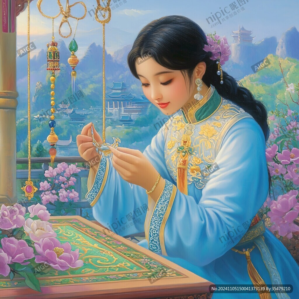 回族美女插畫