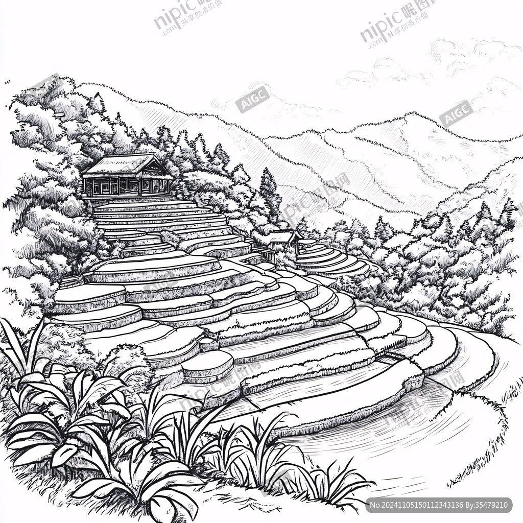 梯田手繪