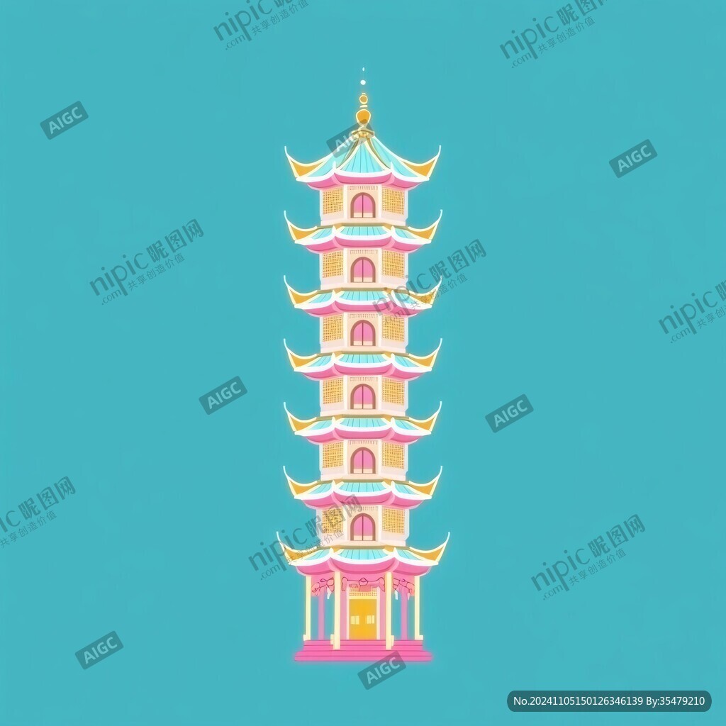 寶光塔地標(biāo)插畫