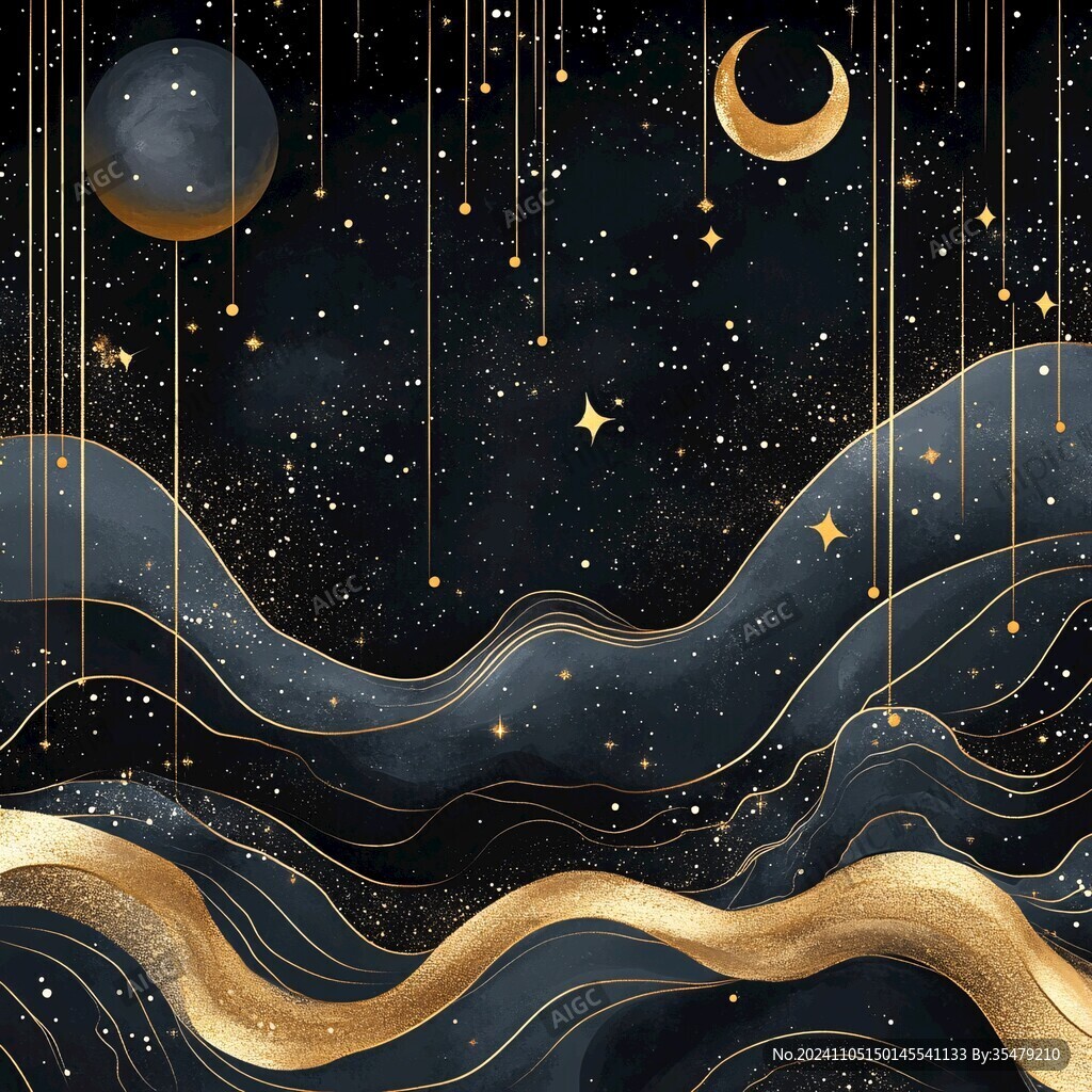 星空波光金色條紋漸變