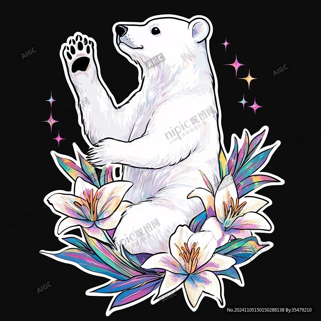北極熊圖案印花插畫