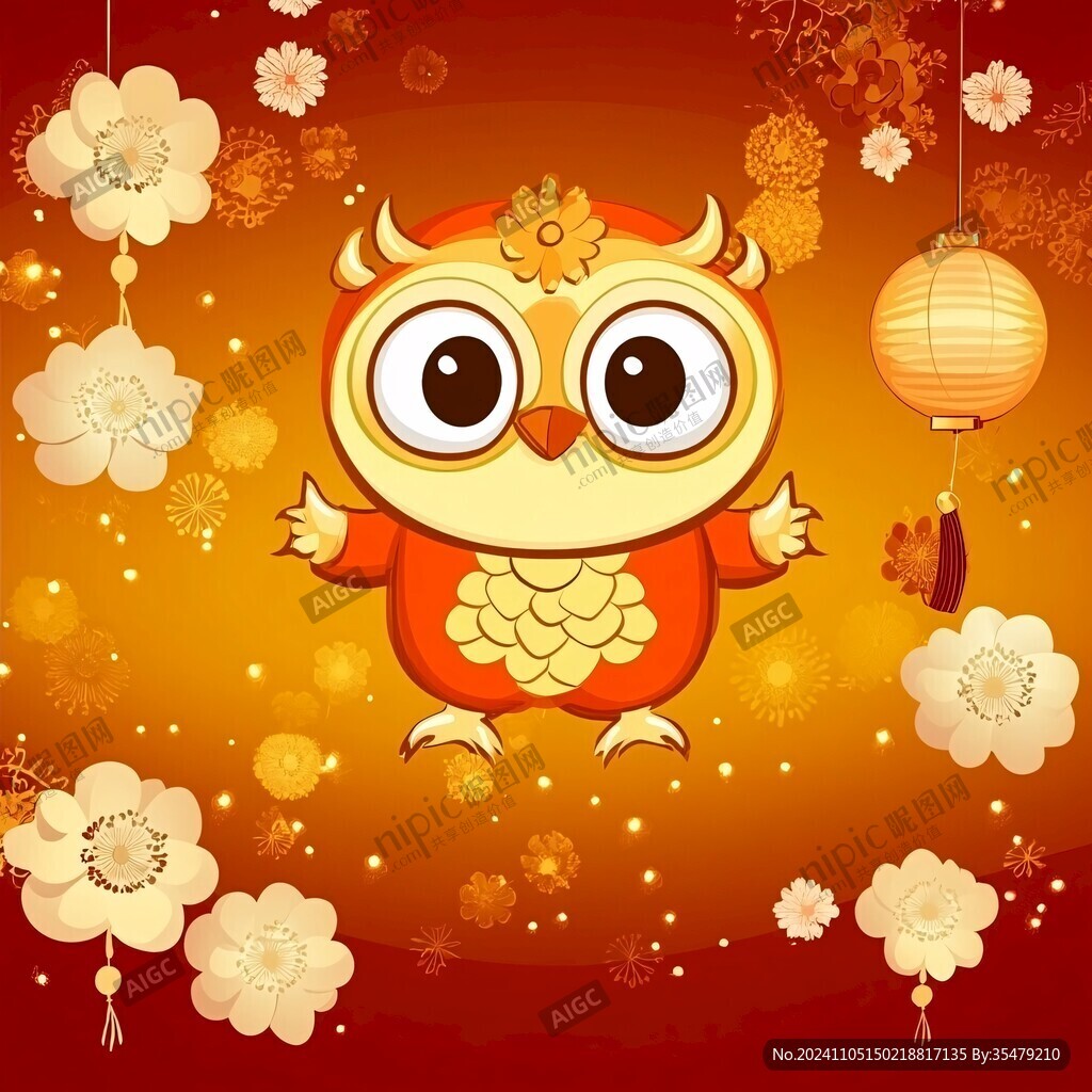 小牛舞獅插畫