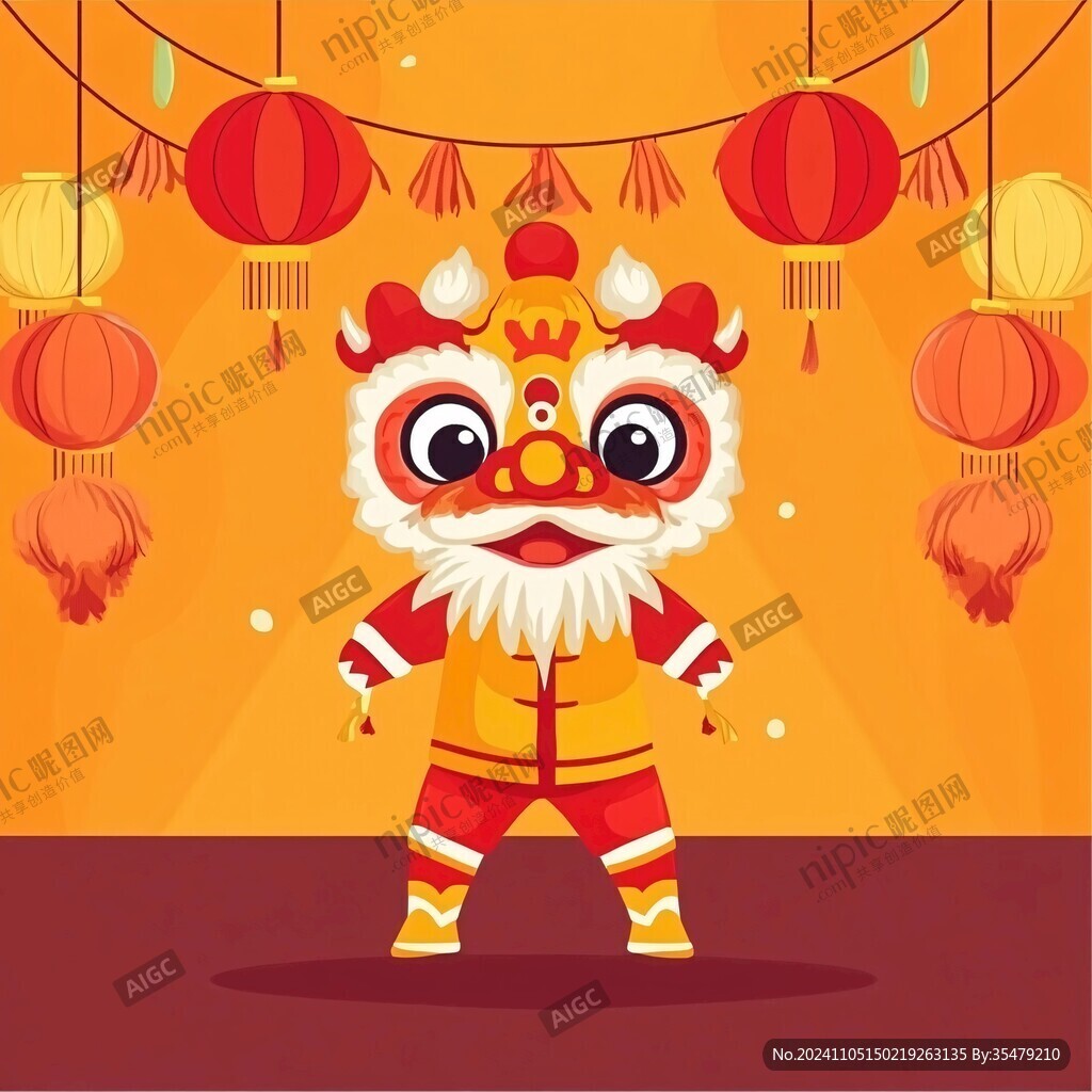 舞獅扁平化設計