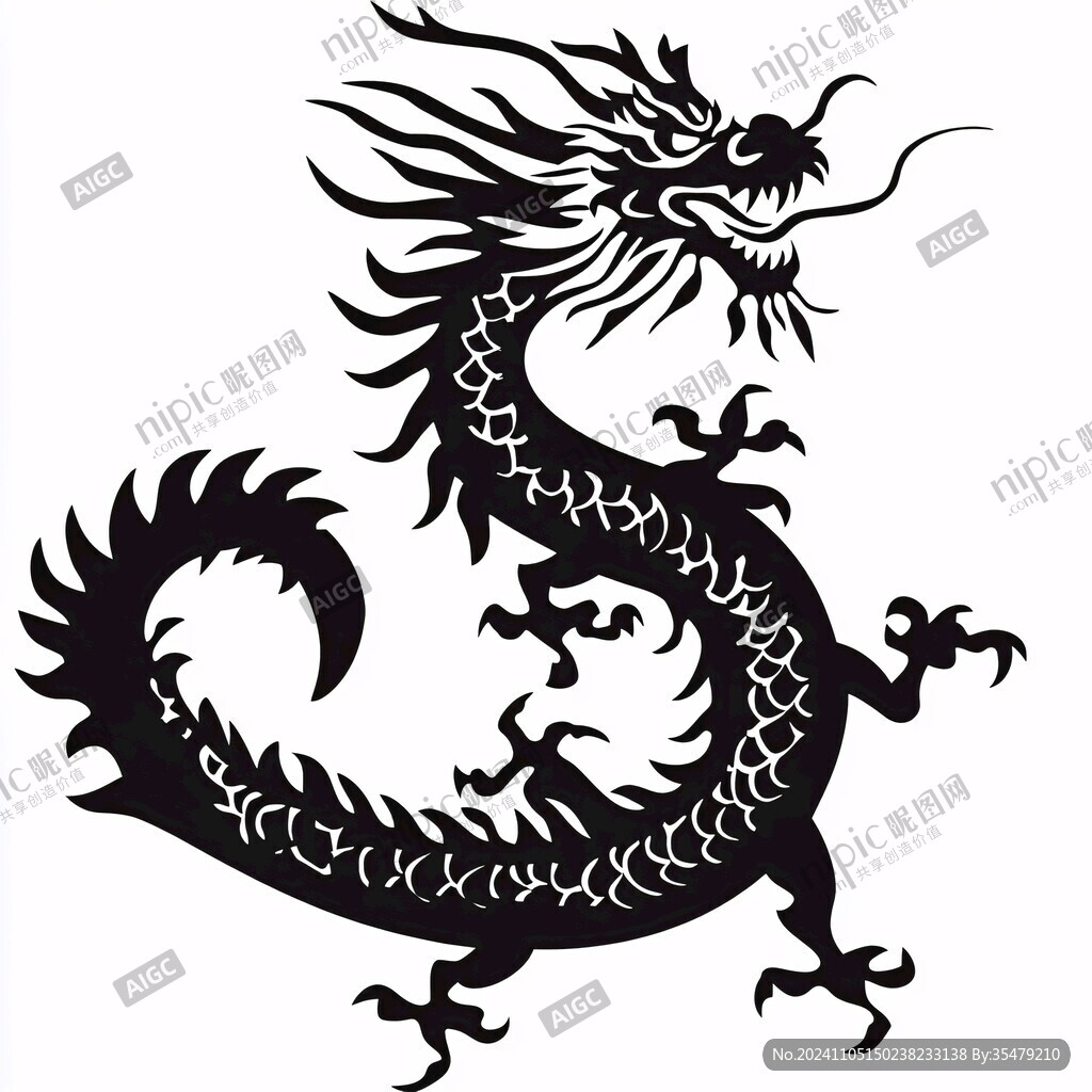 騰龍剪影圖案