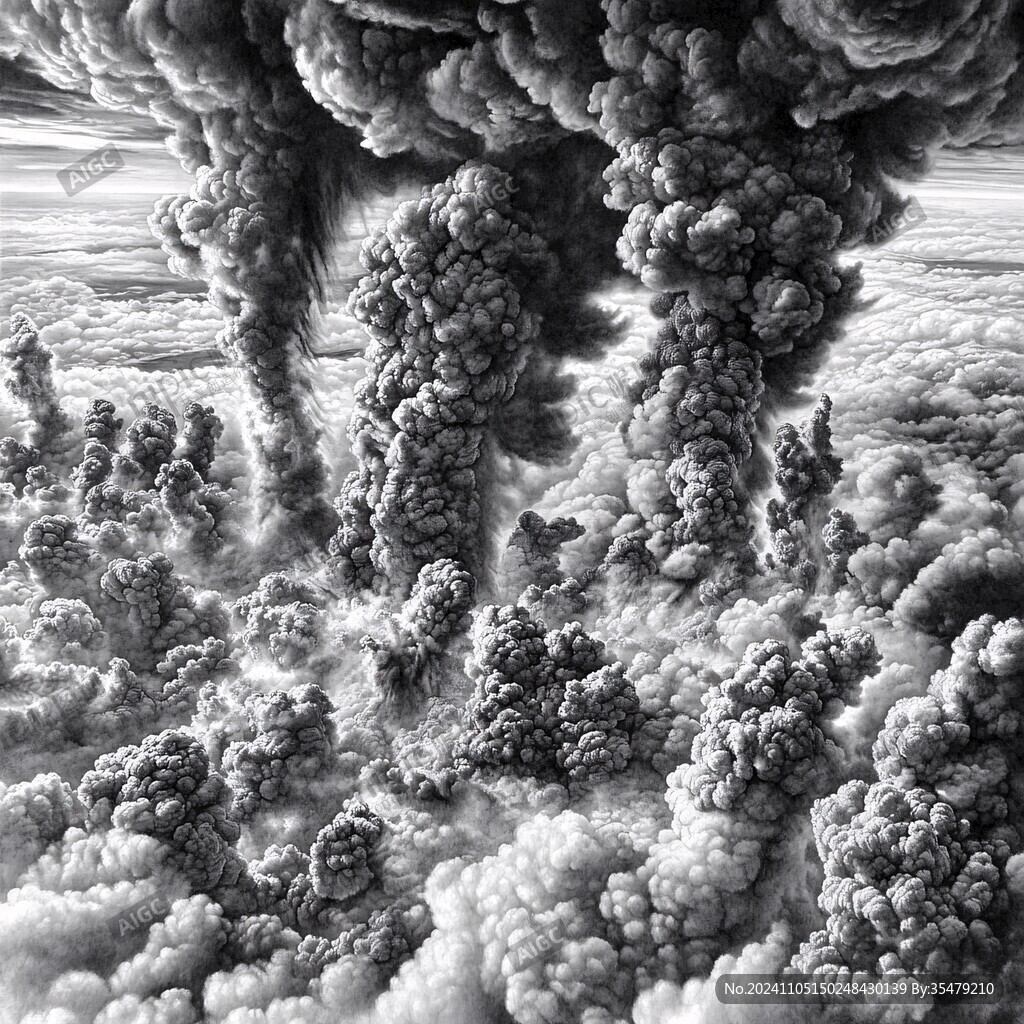 蘑菇云火山灰熔巖流
