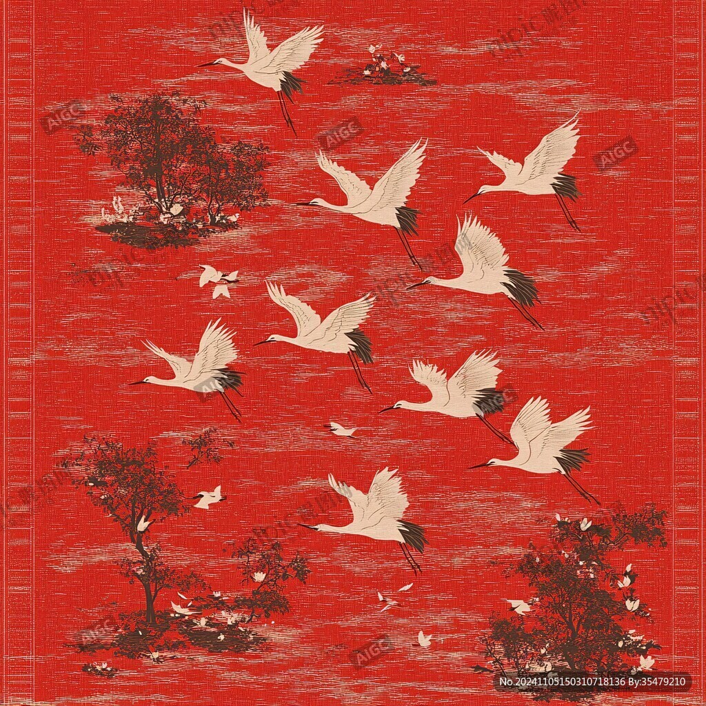 新中式瑞鶴圖