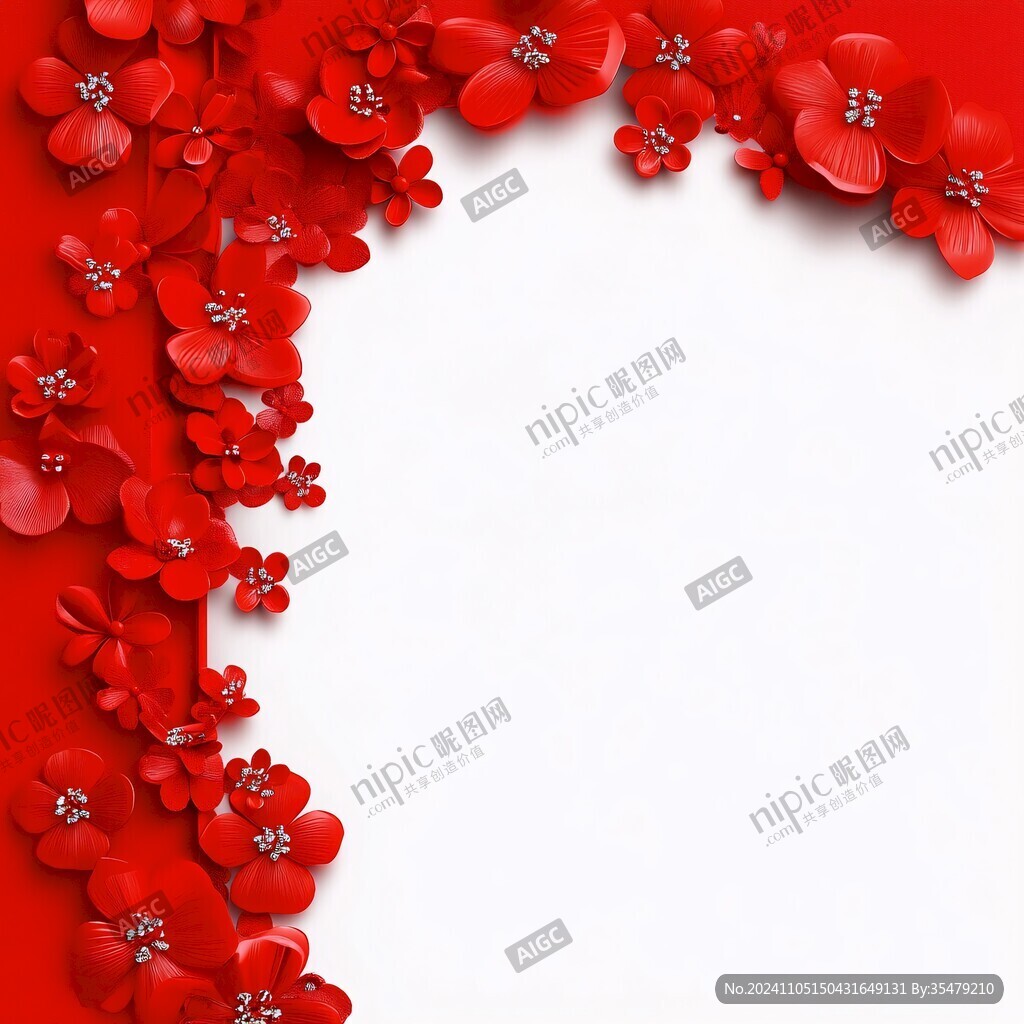 紅色梅花邊框紋理
