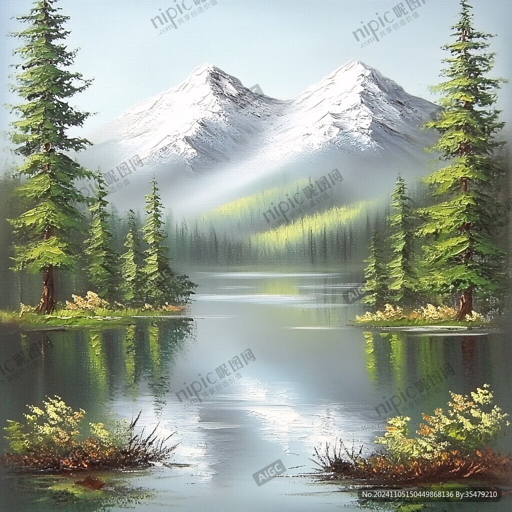 山湖插畫