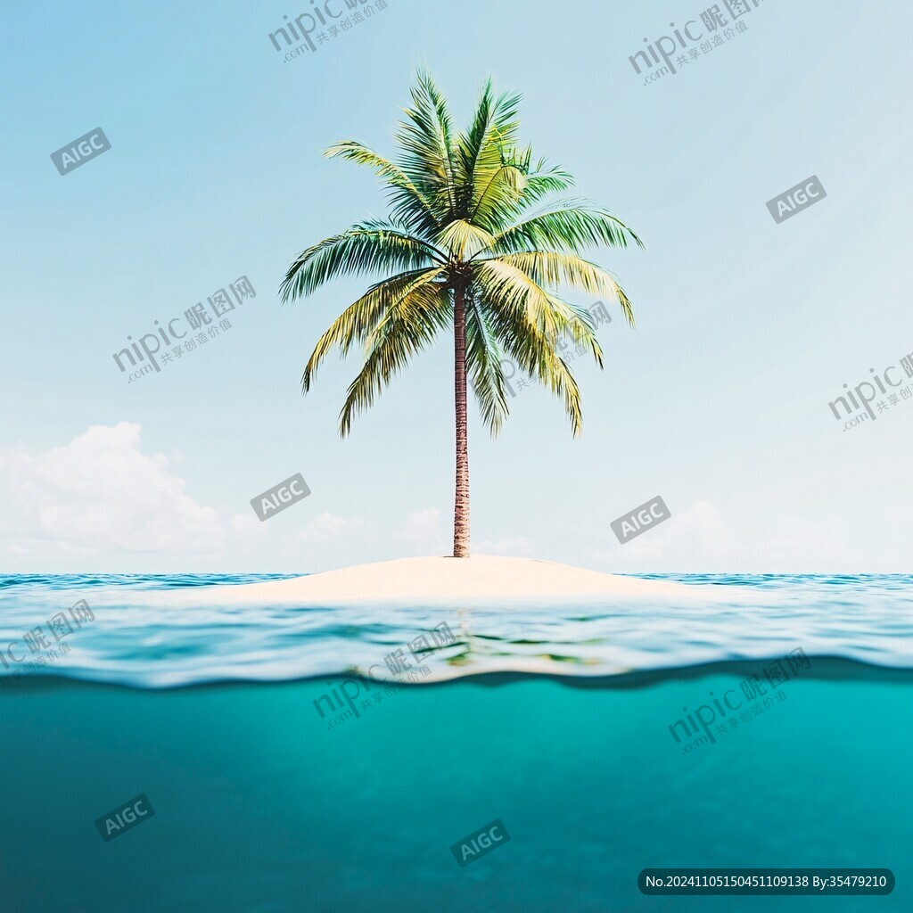 海邊度假海島椰子樹