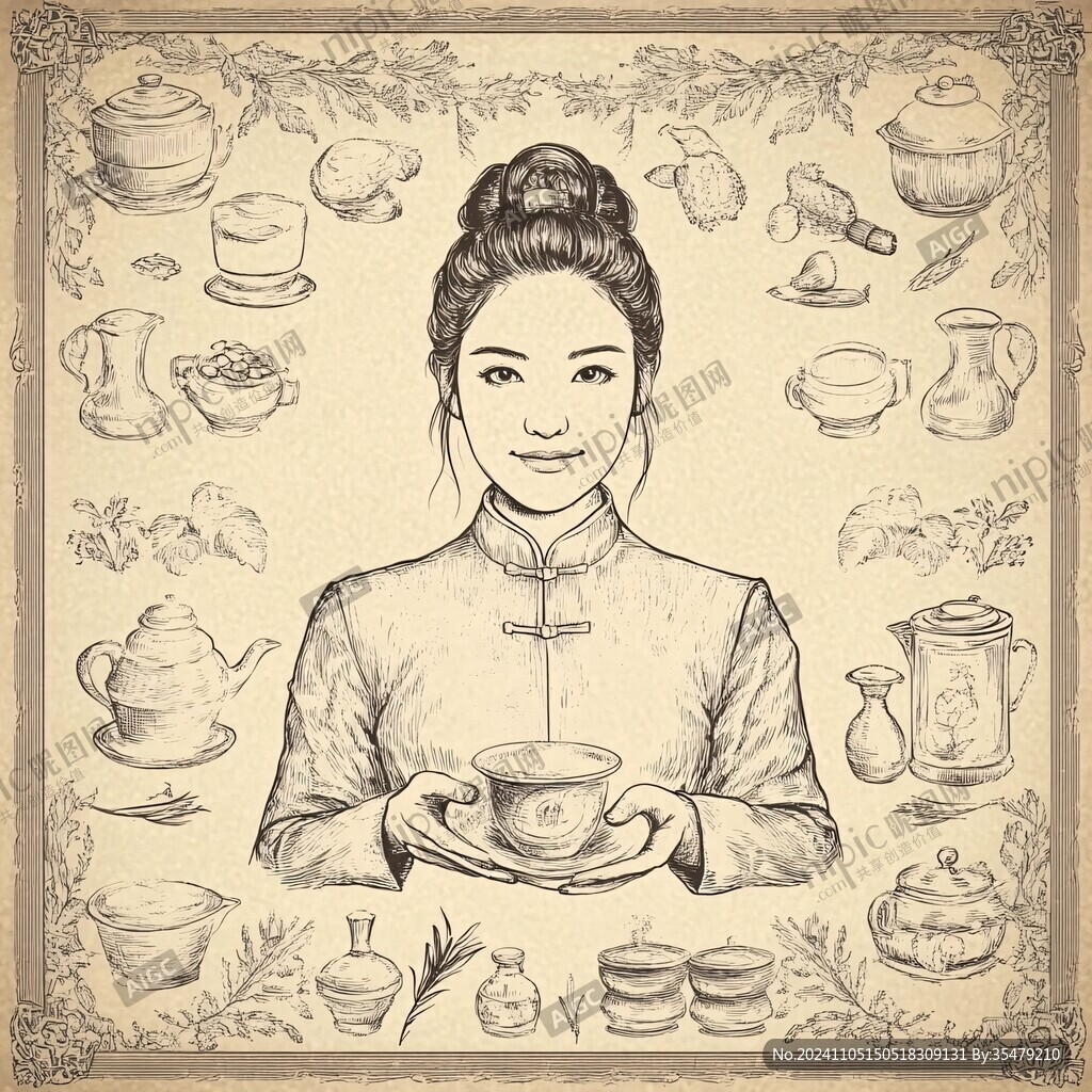 手繪茶女