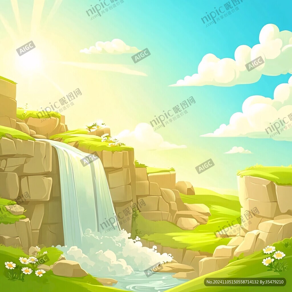瀑布山水自然風光