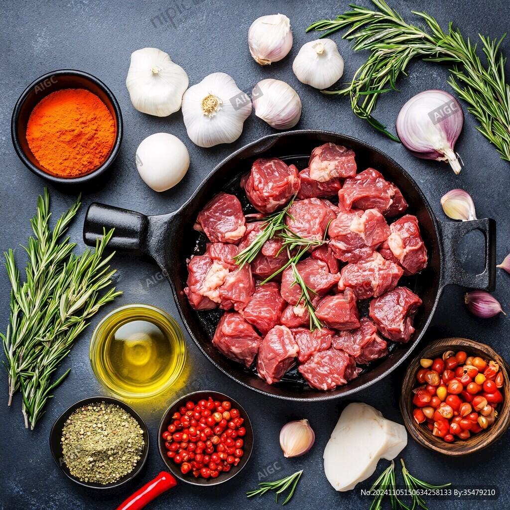 生牛肉粒