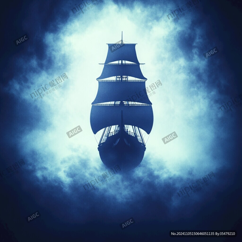 深海藍背景船